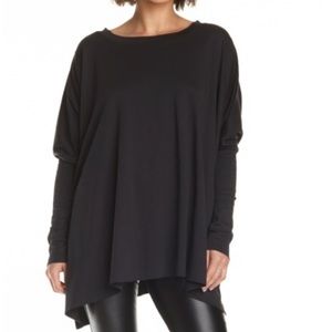 Black perforated swing tee by PLANET Clothing